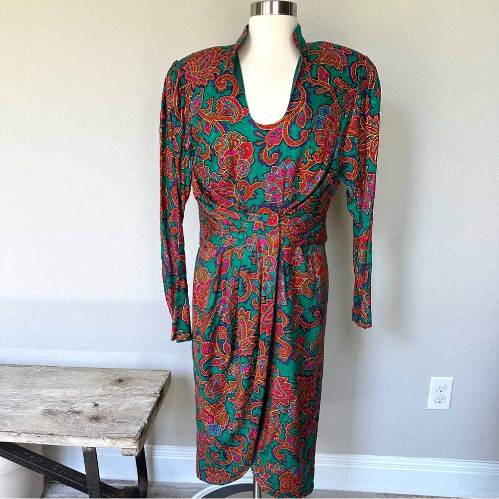 Pia Rucci Vintage Silk Multicolor Dress 12